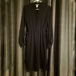 H&M Black Midi Button Up Dress